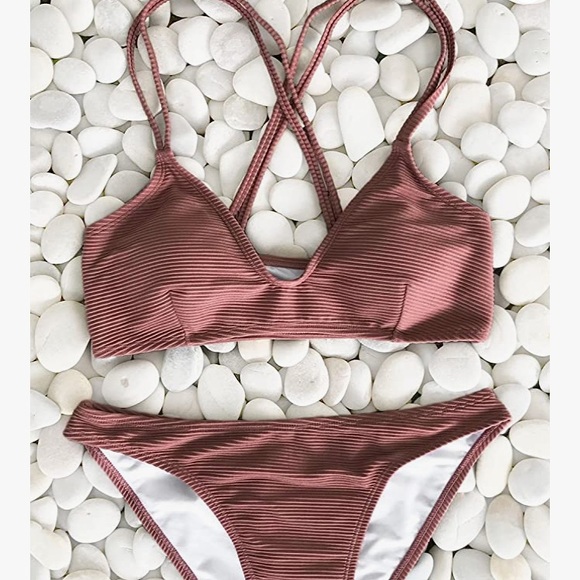 Cupshe | Ribbed Mauve Bikini - Picture 3 of 9